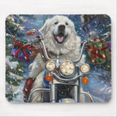 グレートピレネー犬のバイククリスマス マウスパッド (正面)