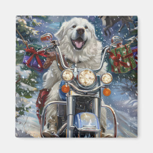 グレートピレネー犬のバイククリスマス マグネット