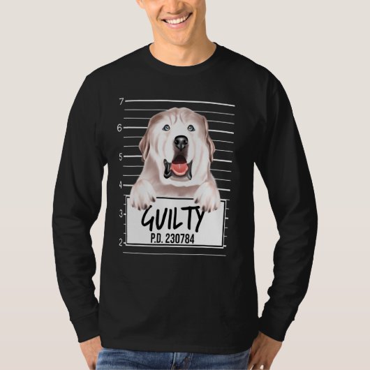 グレートピレネー犬のマグショット 有罪 Tシャツ (正面)