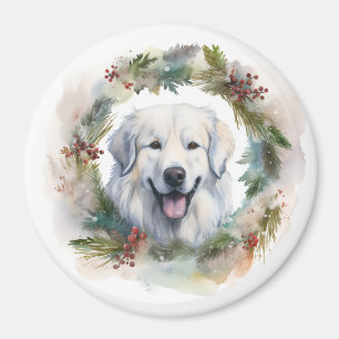グレートピレネー クリスマスリース クリスマスの愛犬 マグネット