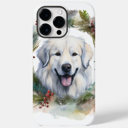 グレートピレネー クリスマスリース クリスマスの愛犬 Case-Mate iPhoneケース (裏面)