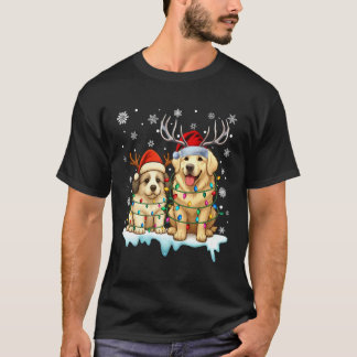 グレートピレネー・クリスマス・ライト・サンタ帽トナカイ  Tシャツ