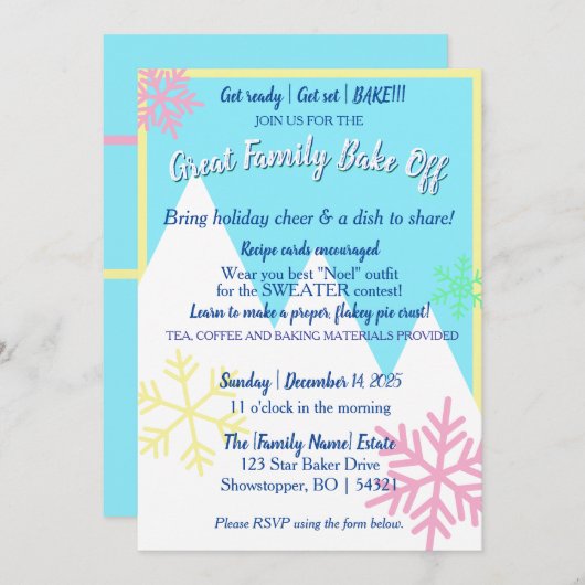 グレートファミリーベイクオフ招待状 | パステル 招待状 (正面/裏面)