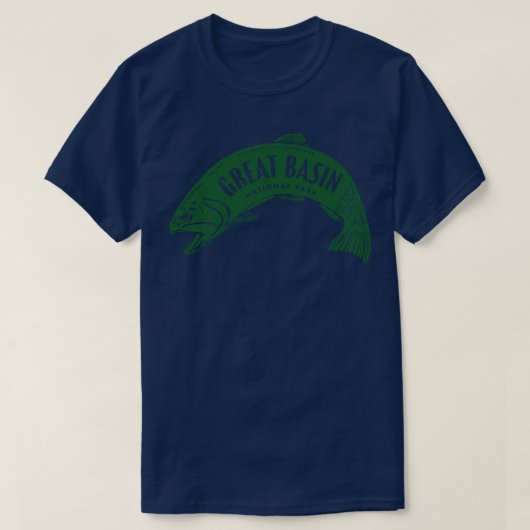 グレートベイスン国立公園 フィッシュ グリーン Tシャツ (デザイン正面)