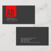 グレートレンディーレッドストライプモノグラムビジネスカード 名刺 (正面/裏面)