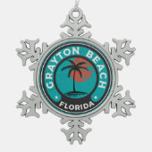 グレートンビーチフロリダ30A 30Aエメラルドコースト スノーフレークピューターオーナメント (正面)