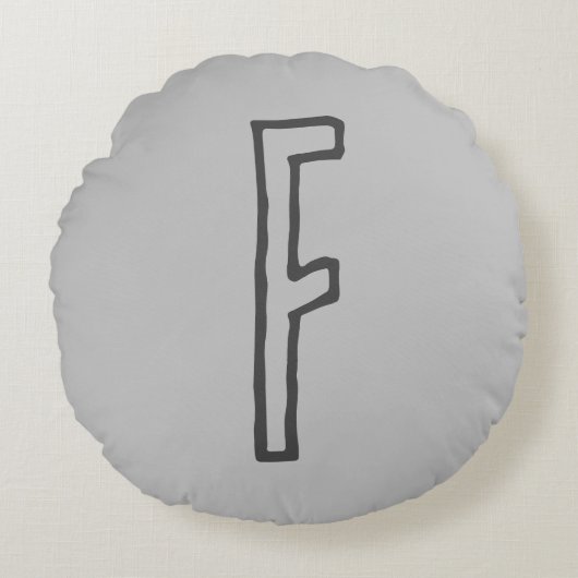 グレートーンイニシャルモノグラムの文字プレーン ラウンドクッション (正面)