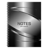 グレートーンステンレス鋼メタリックルック – モノグラム ノートブック (正面)