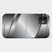 グレートーンステンレス鋼メタリルック – モノグラム Case-Mate iPhoneケース (裏面(横))