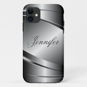 グレートーンステンレス鋼メタリルック – モノグラム iPhone 11 ケース