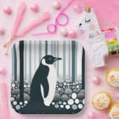 グレートーンダークナイトジオメトリペンギンフォレスト ペーパープレート (パーティー)