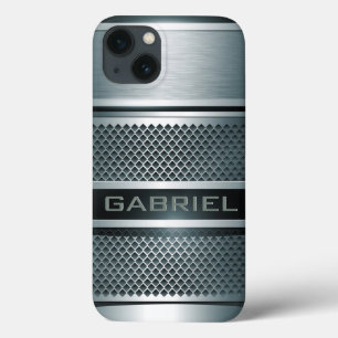 グレートーンメタルルックコラージュ – モノグラム iPhone 13ケース