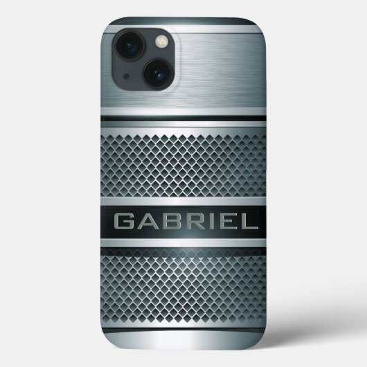 グレートーンメタルルックコラージュ – モノグラム Case-Mate iPhoneケース (裏面)