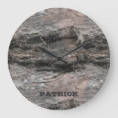 グレートーンモノグラムの大理石模様 ラージ壁時計 (正面)