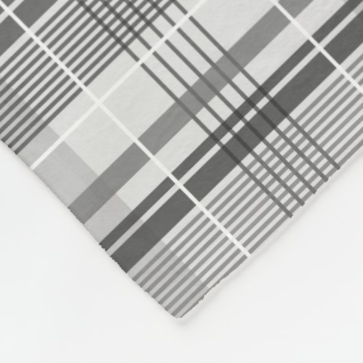 グレートーンヴィンテージプレイドジオメトリパターン フリースブランケット (角)