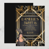グレート・ギャツビーにインスパイアされたアートデコのスイート16招待状 招待状 (正面/裏面)