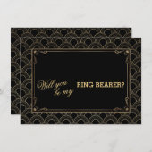 グレート・ギャツビー ヴィンテージ アートデコ ウェディング リングベアラー 招待状 (正面/裏面)