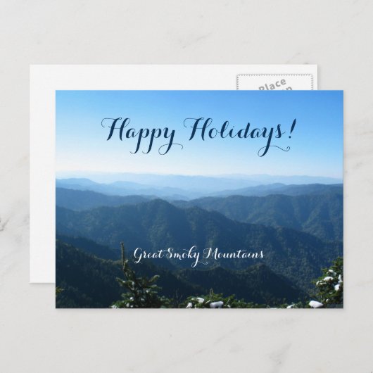 グレート・スモーキー山脈からの素敵なホリデーシーズンのご挨拶 シーズンポストカード (正面/裏面)