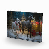 グレート・ダン雪そりのクリスマスデコール フォトブロック (右)