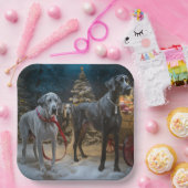 グレート・ダン雪そりのクリスマスデコール ペーパープレート (パーティー)