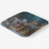 グレート・ダン雪そりのクリスマスデコール ペーパープレート (傾斜あり)