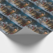 グレート・ダン雪そりのクリスマスデコール ラッピングペーパー (角)