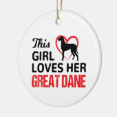 グレート・ダン、この女の子は彼女のグレート・ダンを愛している セラミックオーナメント (左)