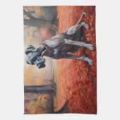 グレート・ダン・イン・紅葉秋 キッチンタオル (縦)