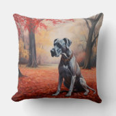 グレート・ダン・イン・紅葉秋 クッション (正面)