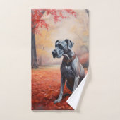 グレート・ダン・イン・紅葉秋 バスタオルセット (ハンドタオル)