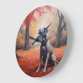 グレート・ダン・イン・紅葉秋 ラージ壁時計 (傾斜)
