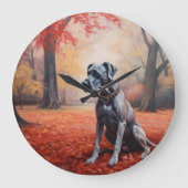 グレート・ダン・イン・紅葉秋 ラージ壁時計 (正面)