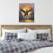 グレート・ダン&ザ・レインボー・ブリッジ キャンバスプリント (インサイチュ (寝室))