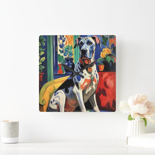 グレート・ダン スクエア壁時計 (ホーム)