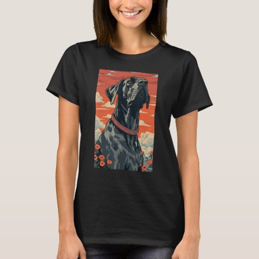 グレート・ダン・ドッグ日本の・エステティック浮世絵5 Tシャツ (正面)