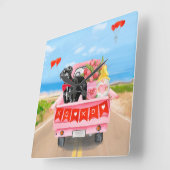 グレート・ダン・ドッグ・バレンタイン・トラック スクエア壁時計 (傾斜)