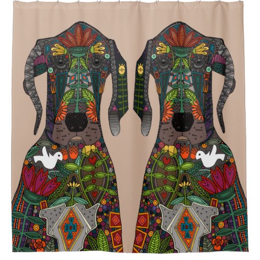 グレート・ダン・ラブ・ベージュ シャワーカーテン (正面)