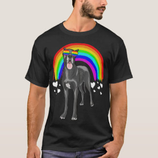 グレート・ダン・レインボー・サングラスゲイプライドLGBT Tシャツ