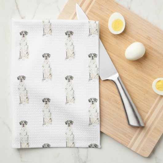 グレート・ダン(白黒・ハーレクイン) キッチンタオル (四つ折り)
