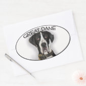 グレート・ダン – 自然耳 楕円形シール (封筒)