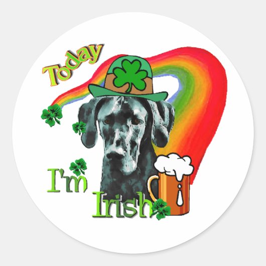 グレート・ダン・St patricks day ラウンドシール (正面)