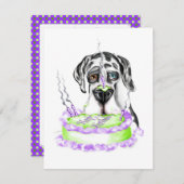 グレート・デーン ハーレクイン UC バースデーケーキ 招待状 (正面/裏面)