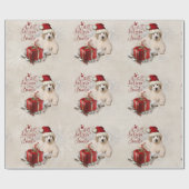 グレート・ピレニーズのクリスマスの子犬 ラッピングペーパー (フラット)