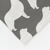 グレート・ピレニーズのシルエットパターン灰色 フリースブランケット (角)