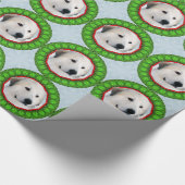 グレート・ピレニーズのリースのクリスマスの覆い ラッピングペーパー (角)