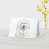 グレート・ピレニーズの引くこと カード (黄色い花)