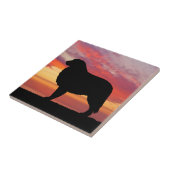 グレート・ピレニーズの柿の日没のシルエット タイル (側面)