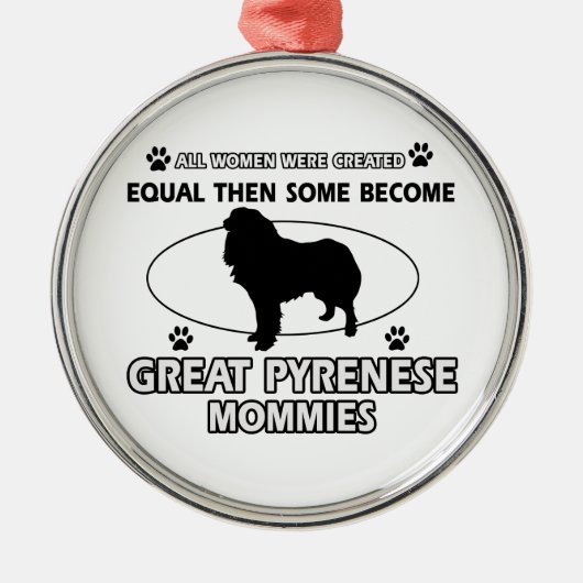 グレート・ピレニーズ犬のデザイン メタルオーナメント (正面)