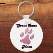 グレートDaneママPink Pawprintキーチェーン キーホルダー (正面)