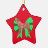 グレートDane犬シルエットグリーンボウクリスマス セラミックオーナメント (左)